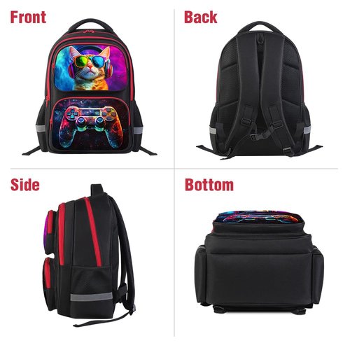 HiGaits Kids Backpack for School - 17 Inch 3D Reflective Cartoon Bookbag with Dual Zippers, Ergonomic Design for Boys & Girls Ages 6-18 | Durable 600D Polyester Children's Backpack