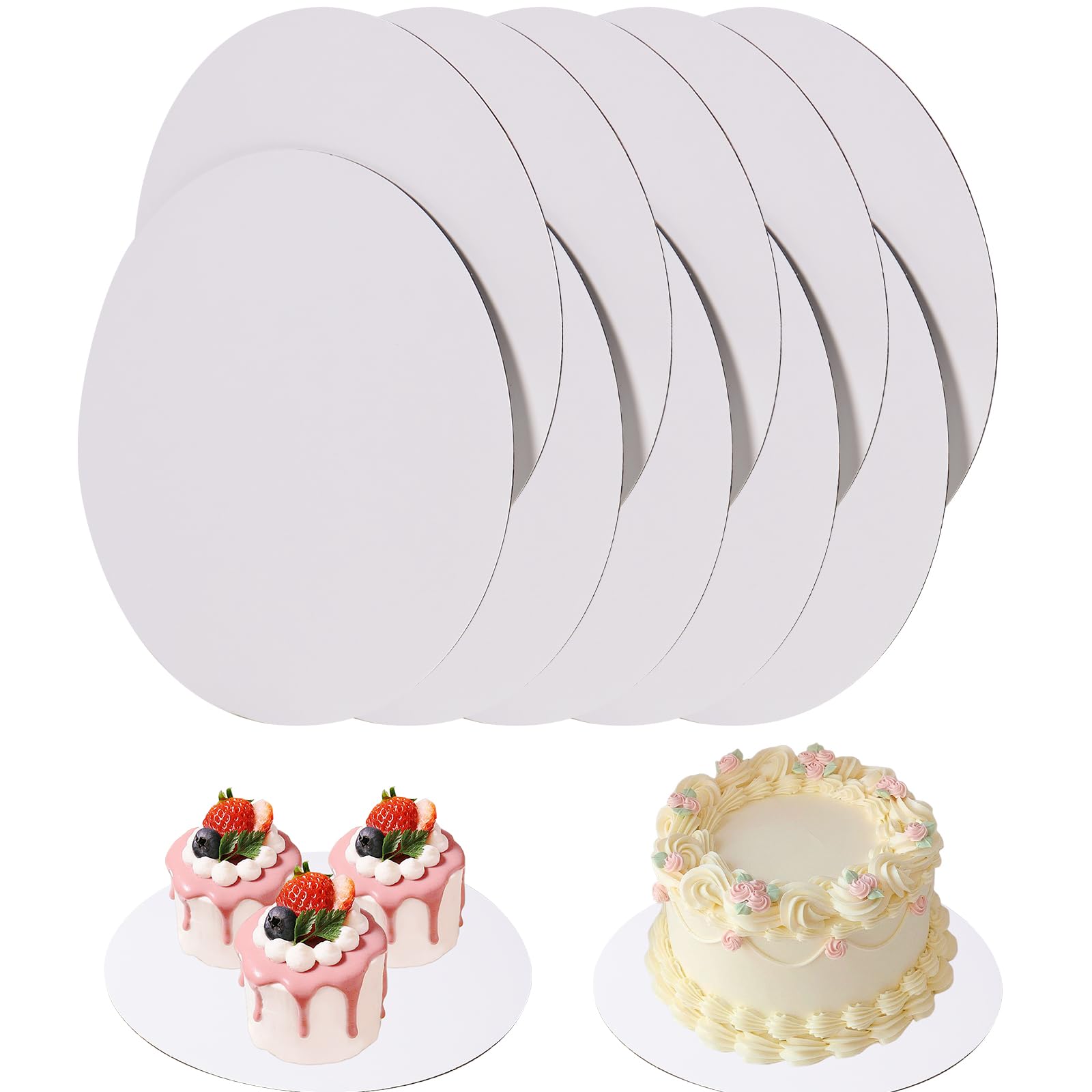 PFAMKEER 40 Packs Cake Boards 6 inch round， White Cake Rounds，White Cake Circles Rounds Base Food-Grade for displaying cakes,bread, desserts, HBBZ001