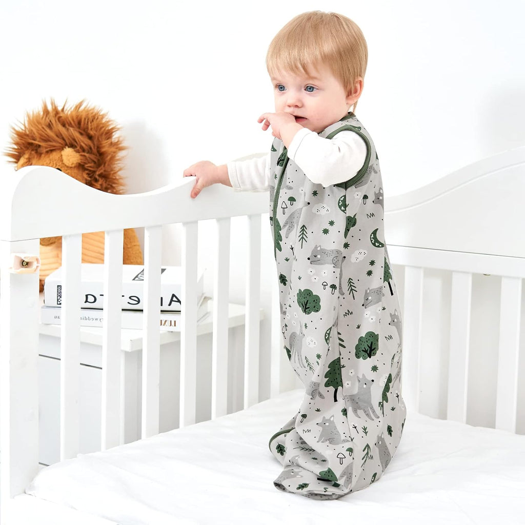 Yoofoss Baby Sleep Sack - 100% Organic Cotton Wearable Blanket for 12-18 Months | Lightweight 2-Way Zipper Design