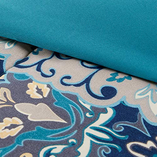 Granada Queen 8-Piece Reversible Microfiber Bed Set in Blues & Grays