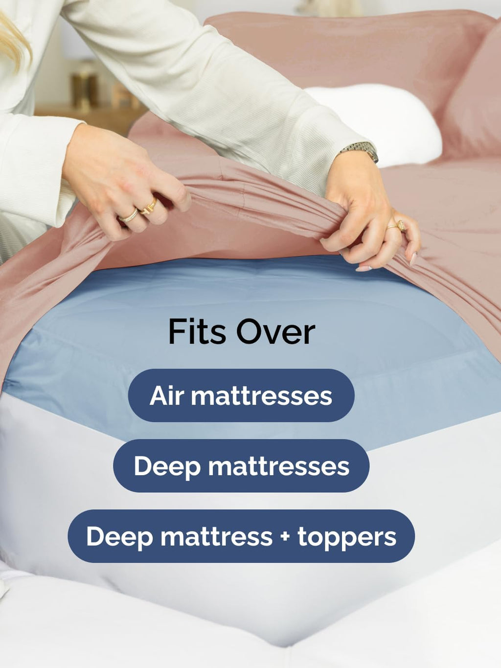 Skiennix Extra Deep Full Sheet Set - 6 Piece Breathable Cooling Bedding - Soft Wrinkle-Free Mauve