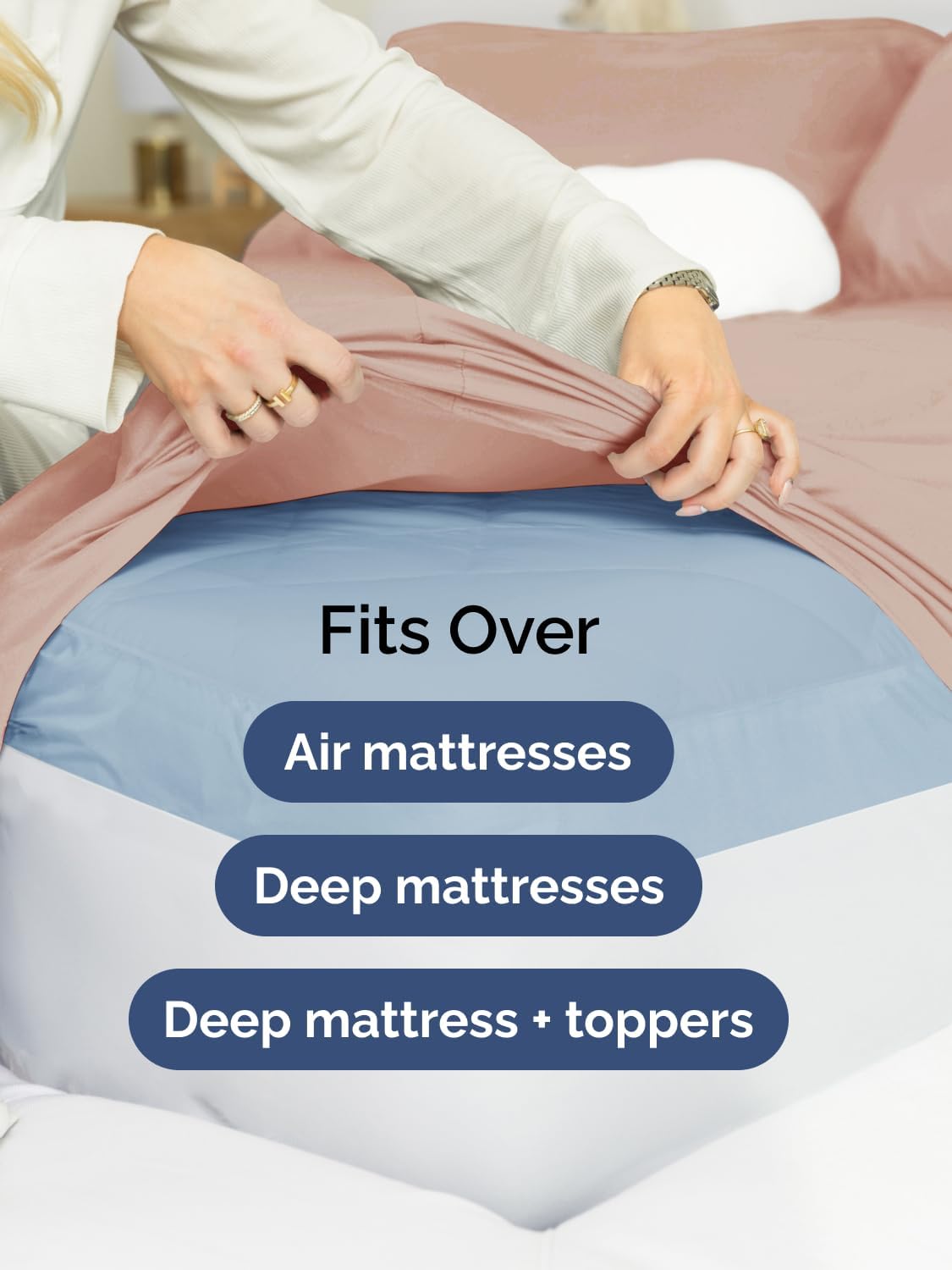 Skiennix Extra Deep Full Sheet Set - 6 Piece Breathable Cooling Bedding - Soft Wrinkle-Free Mauve
