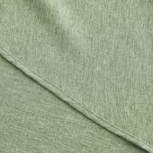 Faux Linen Round Tablecloth 60 Inch - Waterproof Sage Green Cover