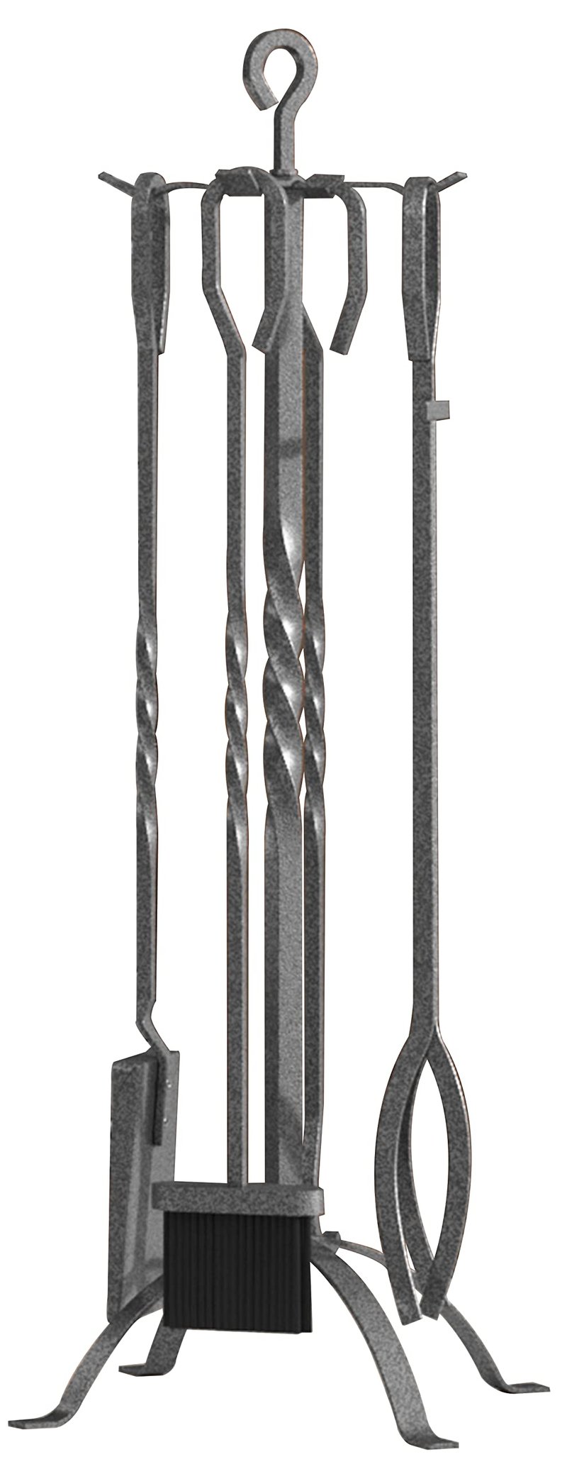 Fire Beauty 5 Pieces Fireplace Tools Sets Fireplace Accessories Tools Holder with Handles Tools for Indoor Fireplace Decor Outdoor Fire Pit Modern Tool(Pewter)