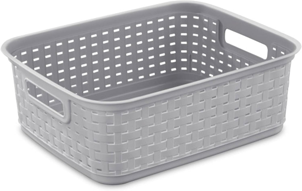 Sterilite Short Plastic Weave Storage Baskets - Perfect for Organizing Crafts & Jewelry | Gray, 6-Pack