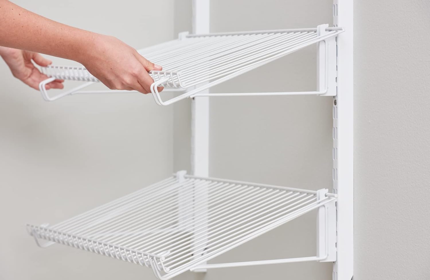 Rubbermaid Wall Mount Shoe Shelf - Customizable White Organizer for Home, Closet & Laundry