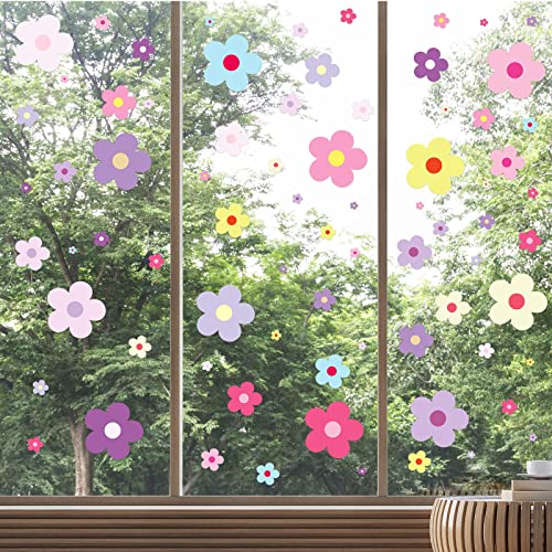 288 Pcs Colorful Flower Wall Decals - Peel and Stick Floral Vinyl Stickers
