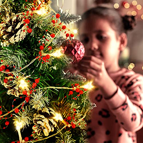 Mosoan 10ft Battery-Operated 30-LED Berry Bead Christmas Lights