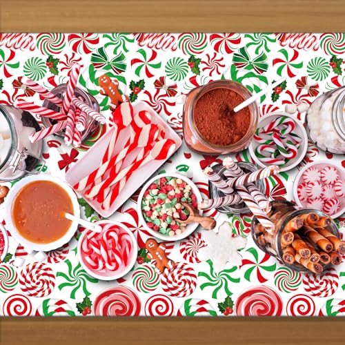 Jectivs 3 Pack Christmas Candy Cane Tablecloths 54x108 Inch Red Green Holiday Decor