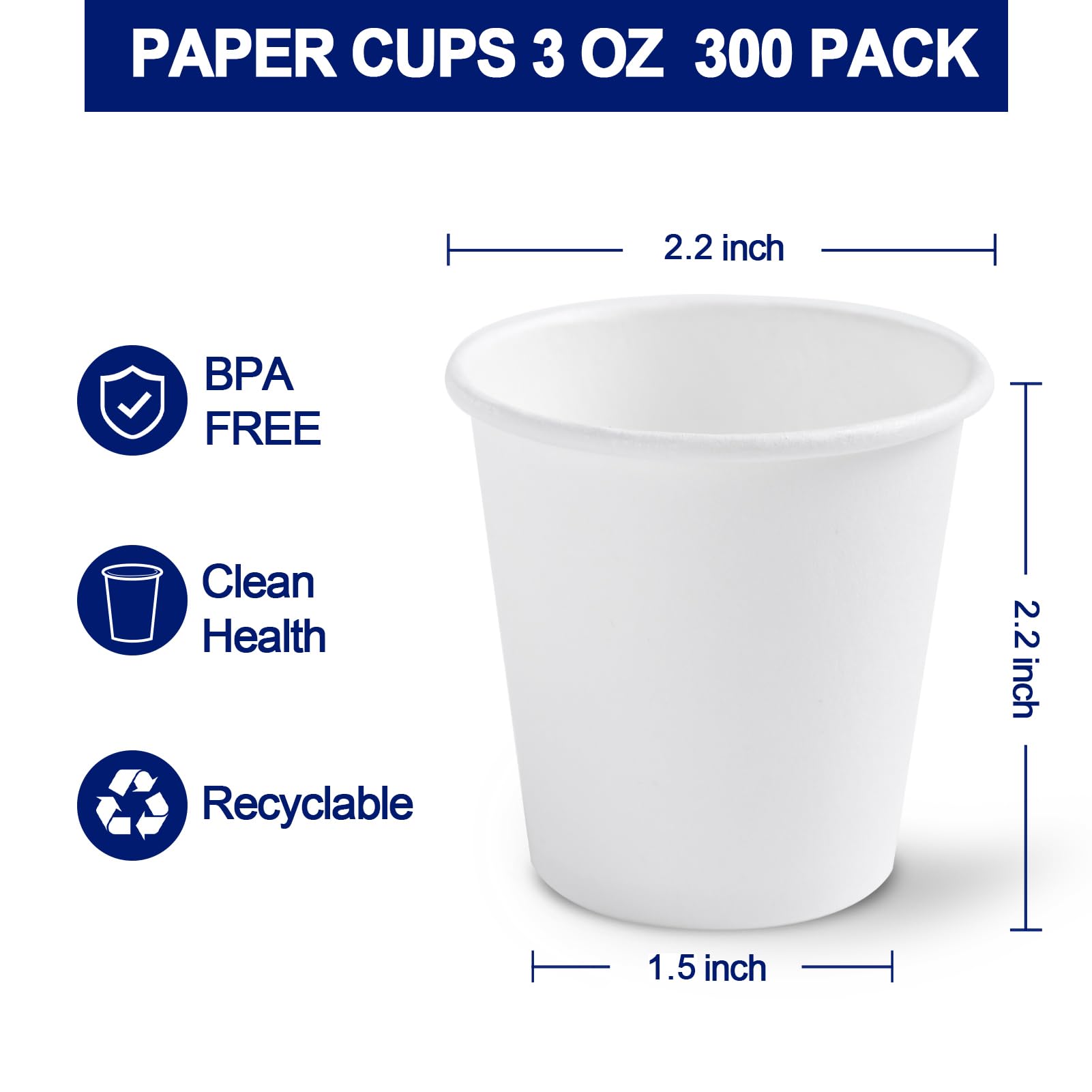 Clawsoff 300 Count 3 oz Bathroom Cups, Disposable Mouthwash Cup, Small White Paper Cups, 3 Ounce Mini Espresso Cups, Ideal for Bathroom, Travel, Picnic