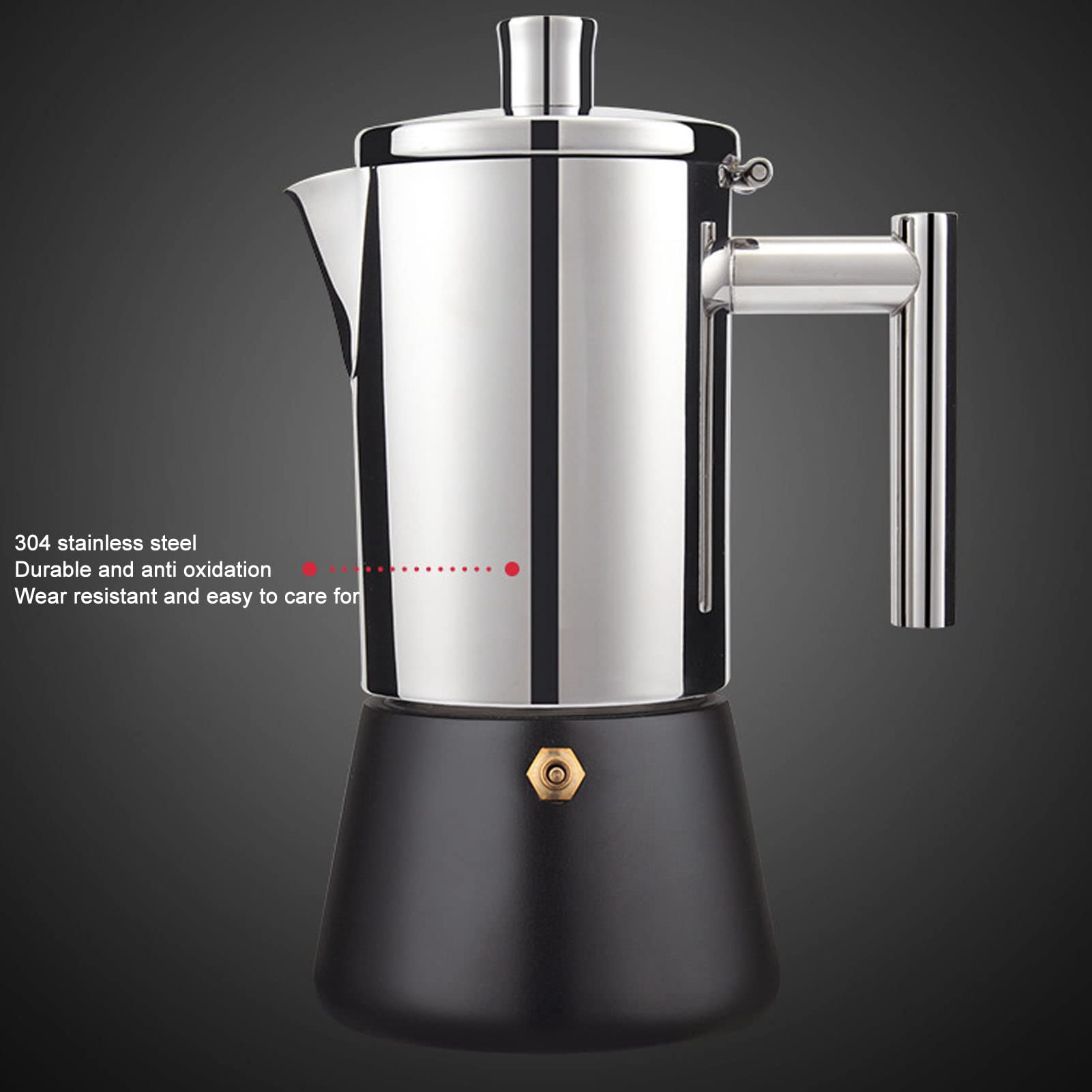 ASHATA Stovetop Maker, Coffee Maker, Induction Heating Pot Stovetop Coffee Maker, Stainless Steel Italian Coffee Machine for Home (500ml)