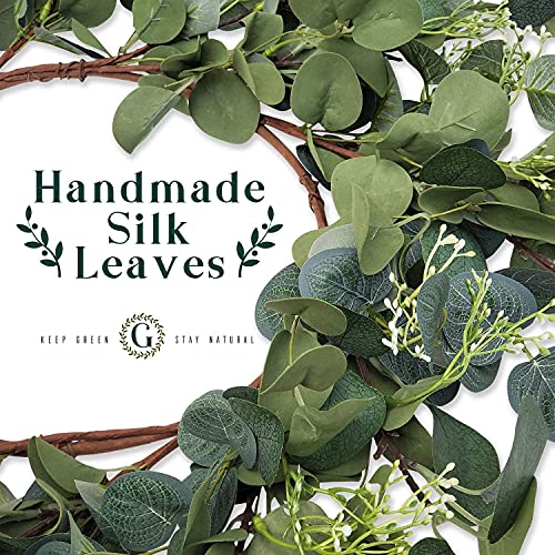 22-Inch Artificial Eucalyptus Wreath for Front Door, All-Season Greenery