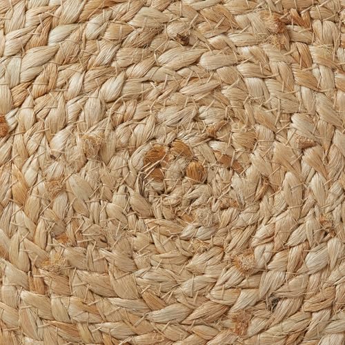Hand-Braided Jute Pouf Ottoman, 19-Inch Round Woven Footrest for Living Room