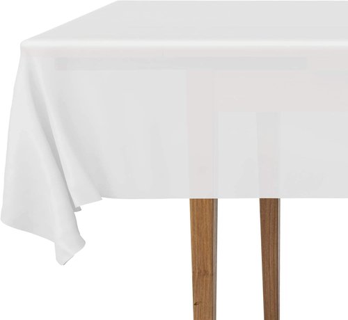 DecorRack Tablecloths - BPA-Free Plastic, 54 x 108 Inch, Disposable & Reusable for Parties | White (2 Pack)