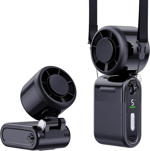 **Turbo Fan | Portable Handheld Mini Fan - Whisper-Quiet, 5-Speed, Rechargeable, Perfect for Travel (Black)**