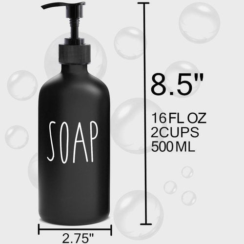 MOMEEMO Matte Black Soap Dispenser Set - Stylish Lotion & Hand Soap Dispenser for Farmhouse Bathroom Decor