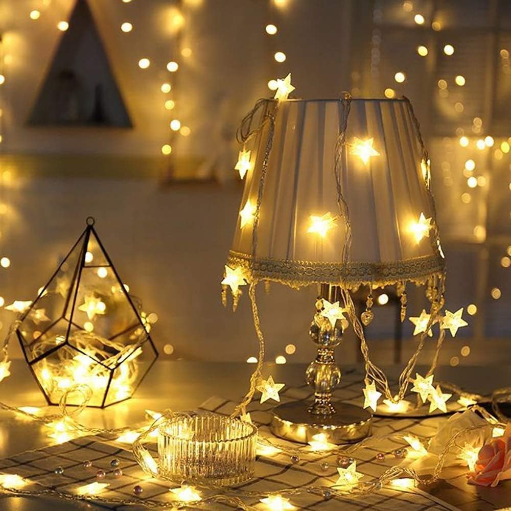 WFGGEH Star String Lights - 10ft 20 LED Warm White Fairy Lights for Birthday, Wedding & Home Decor