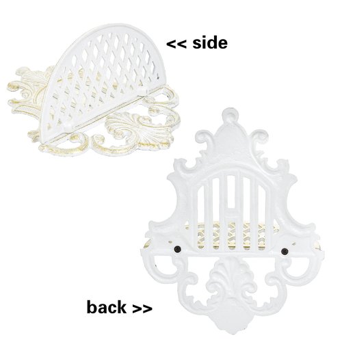 Sungmor 2-Piece Gothic Floating Shelves, Heavy-Duty Cast Iron, Small Old-Fashioned Wall Display Ledges, Antique White, Hanging Shelves for Indoor Outdoor Wall Decor