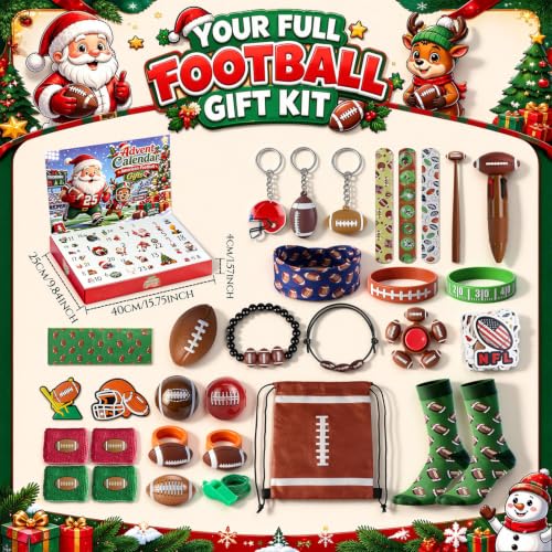 FUHSY 24-Piece Football Advent Calendar 2026 for Kids, Christmas Countdown Gifts