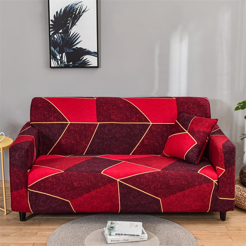 Stretch Loveseat Slipcover - Patterned Sofa Cover for 2 Seater