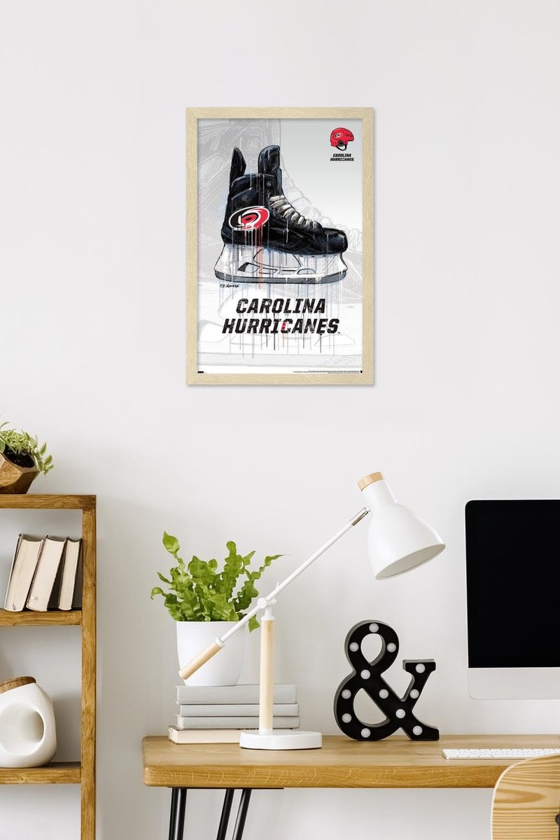 Trends International NHL Carolina Hurricanes - Drip Skate 21 Wall Poster, 22.4L x 14.7W, Blonde Framed Version