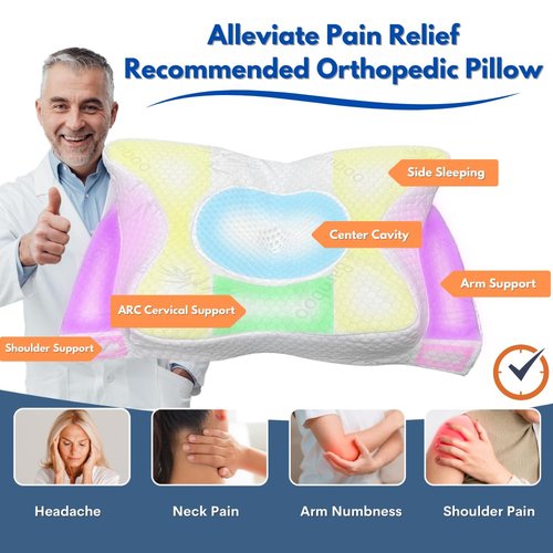 Bamboo Rayon Cervical Neck Pillow for Neck Pain Relief - Memory Foam Ergonomic Pillow for Sleeping, Adjustable Orthopedic Contour Neck & Shoulder Support Cooling Pillow - Back and Side Sleepers