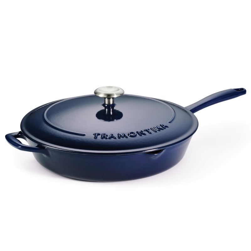 Tramontina Bestow Enameled Cast Iron Skillet with Lid, 12-inch Frying Pan, Sunrise