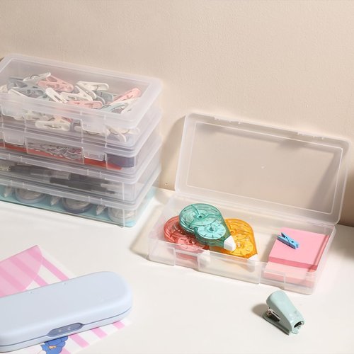 Medium Clear Storage Box 9-Pack | Stackable Containers with Snap-Tight Latch - 10” x 5” x 1.9” for Art Tools