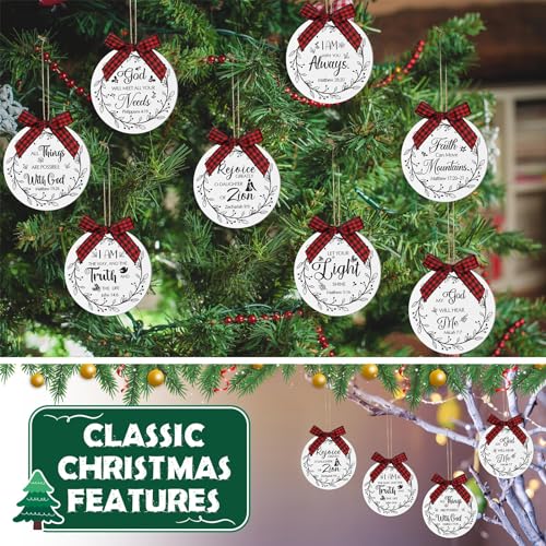 Soaoo 60 Pcs Christmas Bible Verse Ornaments White Wooden Christian Decor