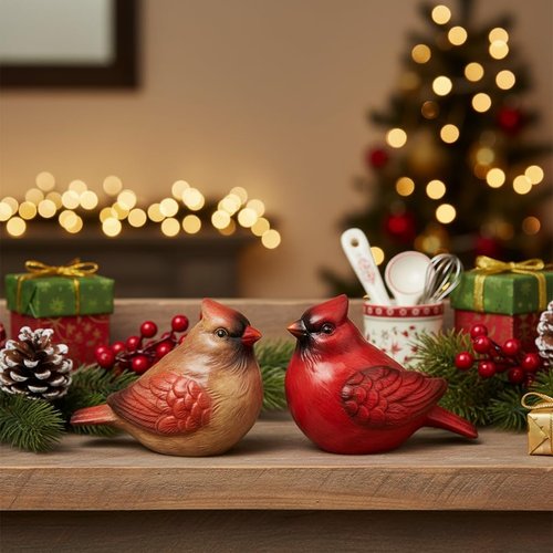 Comfy Hour Red Cardinal Salt and Pepper Shakers - Artisan Crafted Stoneware Kitchen Decor | 2-Count