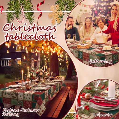 Irenare Christmas Farmhouse Patchwork Tablecloth 60 x 84 Inches