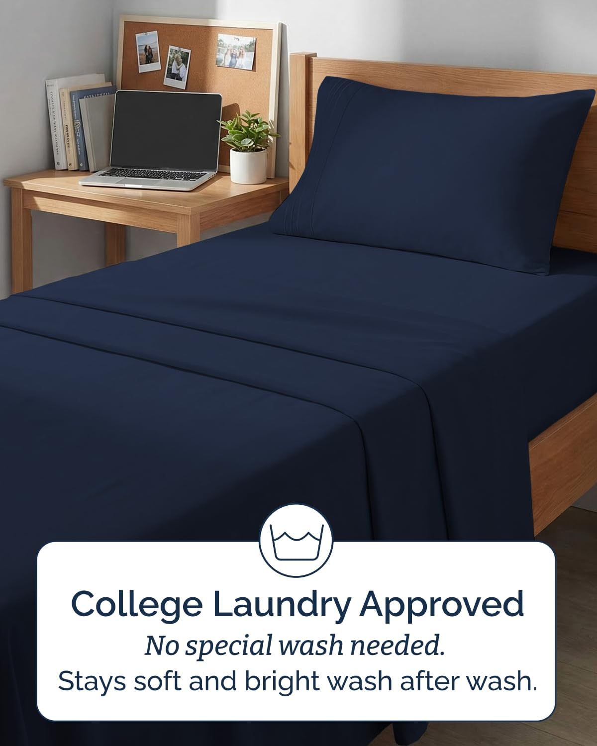 Skiennix Twin XL Sheet Set - Comfy Cooling Bed Sheets with Deep Pockets - Luxury Hotel Quality - Navy Blue