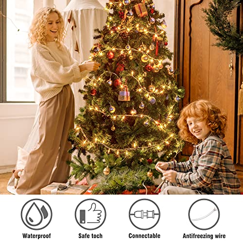 Warm White Incandescent Mini Christmas String Lights - 2 Pack, 13ft White Wire