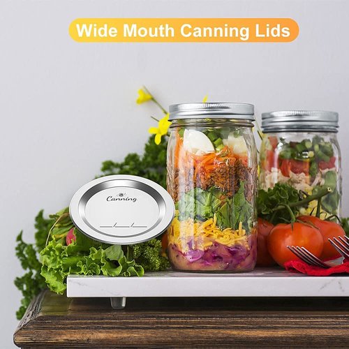 100pcs Regular Mouth Canning Lids, 70mm Mason Jar Lids for Canning, Reusable Leak Proof Split-type Lids, Food Grade Material (70mm, Silver)