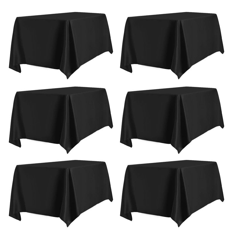 PureFit 8 Pack Round Black Table Cloths 120 Inch for Round Tables, Stain and Wrinkle Resistant Table Linens for Home Use, Wedding, Party, Banquet and Camping