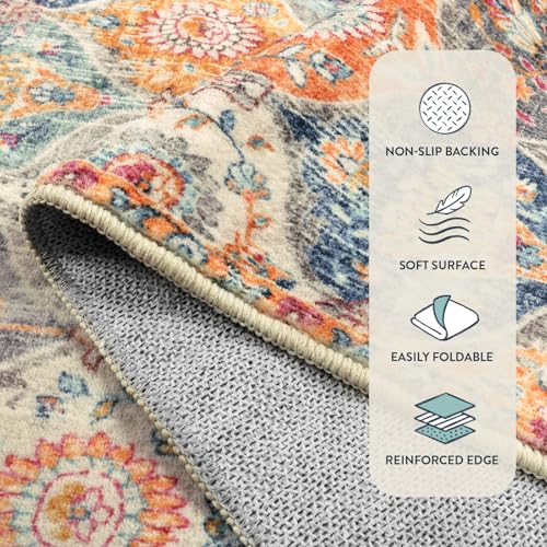 Moroccan Trellis Washable 2x3 Area Rug - Non-Slip Ultra-Thin Accent Carpet