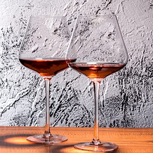 Hand-Blown Crystal Red Wine Glasses, 23 oz Large Stemware Set of 4