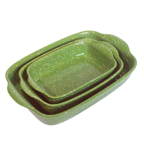 TUSIMI Ceramic Bakeware Set of 2,Casserole Baking Dish Ceramic, Rectangular Porcelain Bakeware Serving Dish Lasagna Pan Stoneware for Oven, Microwave, Convection Oven, Dishwasher Safe(Green)