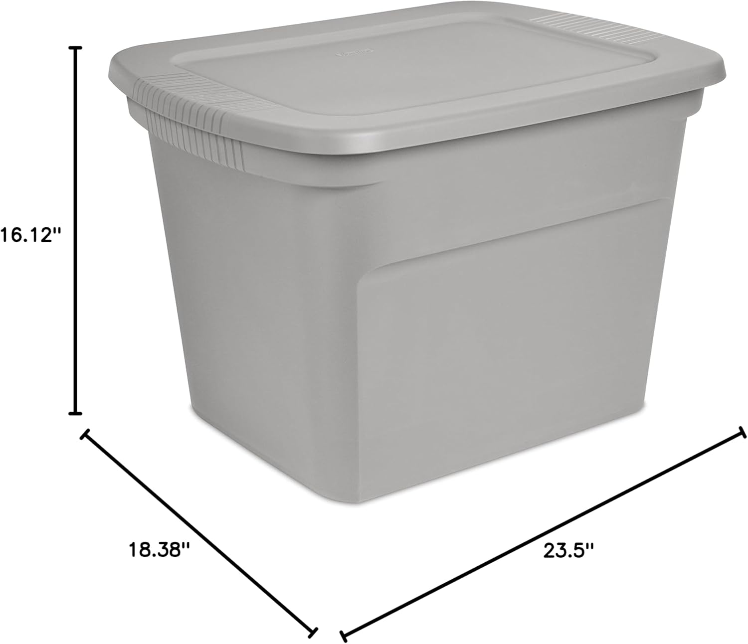 Sterilite 18 Gal Storage Tote - Stackable Plastic Bin with Lid for Closet & Basement Organization | Gray, 8-Pack