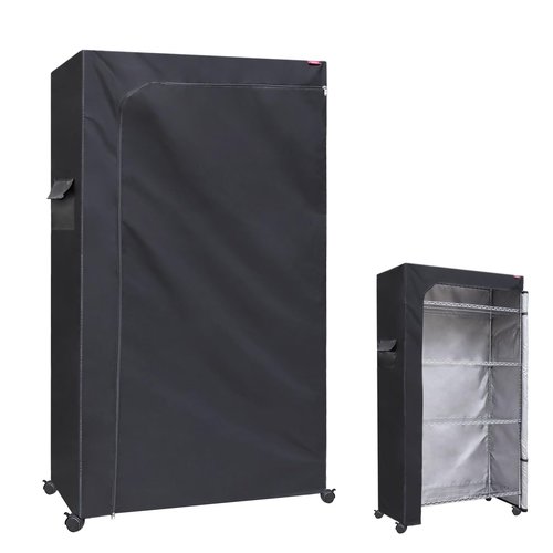 ZYSUOR Waterproof Shelf Cover Heavy Duty Shelving Cover Dustproof Storage Wire Rack Covers, with Two-Way Zipper 40" Wx18 Dx72 H (No Shelves,Black)