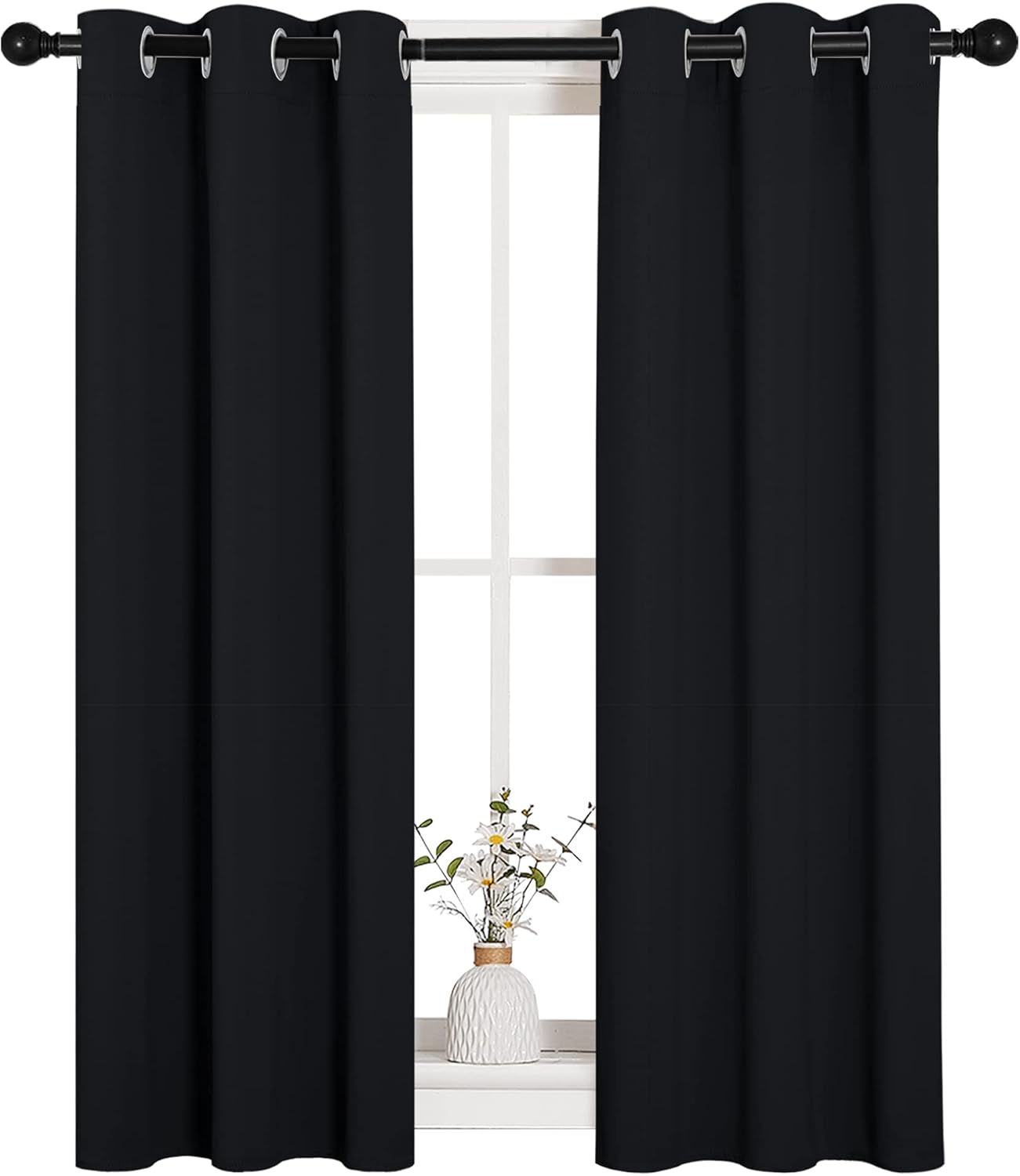 NICETOWN Blackout Curtains - Thermal Insulated Grommet Drapes, 2 Panels, 29" W x 40" L, Solid Black