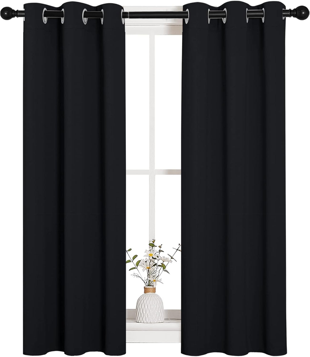 NICETOWN Blackout Curtains - Thermal Insulated Grommet Drapery Panels for Living Room | 2 Panels, 29" x 45", Black