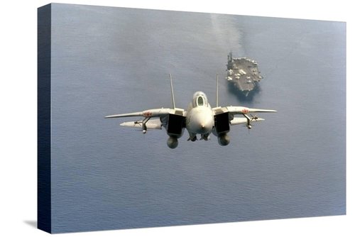 ART.COM Stretched Canvas Print F-14 Tomcat Fighter after Takes Off from USS America, 1984, 18" x 12"