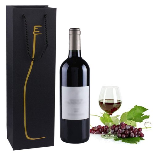 Sdootjewelry Paper Wine Bags, 36 Pack Kraft Paper Wine Bag with Handles, Single Bottle Tote Bulk reusable wine bags(Black with Gold)