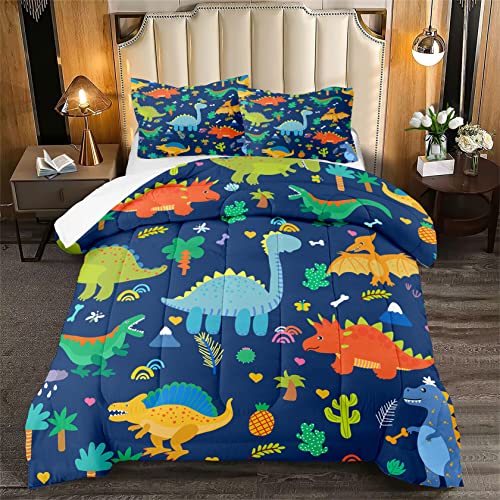 Cute Cartoon Dinosaur Bedding Set - Full Size Comforter with Pillowcases