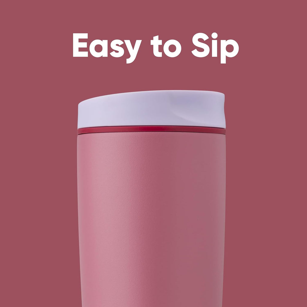 Owala SmoothSip 20 oz Insulated Stainless Steel Coffee Tumbler - Reusable Iced & Hot Coffee Mug, Purple/Pink (Crochet Queen)