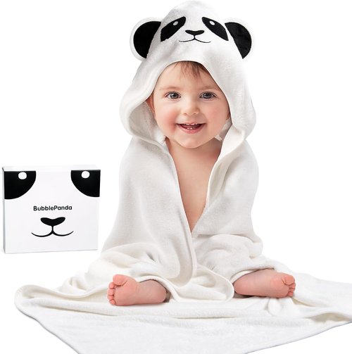 BubblePanda Hooded Baby Towels - Super Soft Bamboo Bath Towels for Newborns | 30x30 Inch, Ideal for Boys & Girls
