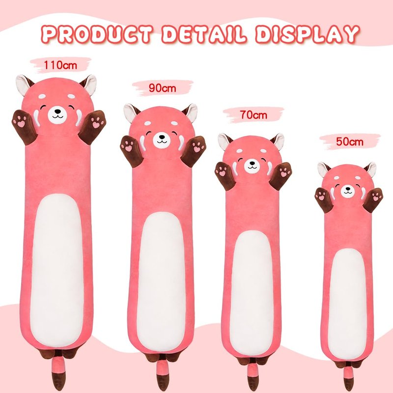 Yeqivo Cute Long Raccoon Plush Toy, Soft Hugging Plush Pillow, Kids Raccoon Plush for Girlfriend (Pink, 90cm/35.4inch)