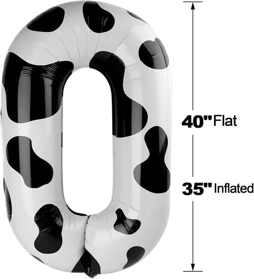 Cow Print Number Balloon | 40-Inch 0 Balloon for Farm-Themed Birthday Decorations