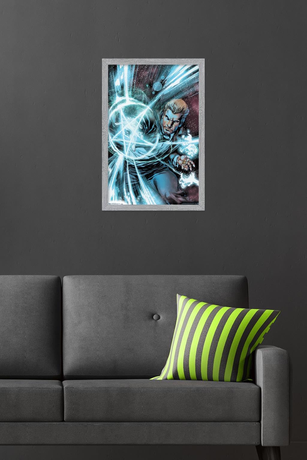 Trends International DC Comics John Constantine - Spell Wall Poster, 22.4L x 14.7W, Gray Framed Version